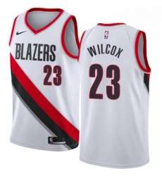 Mens Nike Portland Trail Blazers 23 CJ Wilcox Authentic White Home NBA Jersey Association Edition 