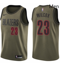 Mens Nike Portland Trail Blazers 23 CJ Wilcox Swingman Green Salute to Service NBA Jersey 