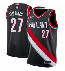 Mens Nike Portland Trail Blazers 27 Jusuf Nurkic Swingman Black Road NBA Jersey Icon Edition
