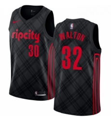 Mens Nike Portland Trail Blazers 32 Bill Walton Authentic Black NBA Jersey City Edition