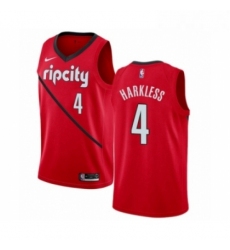 Mens Nike Portland Trail Blazers 4 Moe Harkless Red Swingman Jersey Earned Edition 