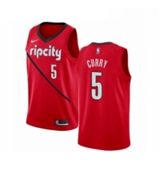 Mens Nike Portland Trail Blazers 5 Seth Curry Red Swingman Jersey Earned Edition 