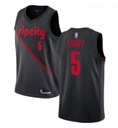 Mens Nike Portland Trail Blazers 5 Seth Curry Swingman Black NBA Jersey 2018 19 City Edition 