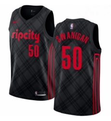 Mens Nike Portland Trail Blazers 50 Caleb Swanigan Authentic Black NBA Jersey City Edition 