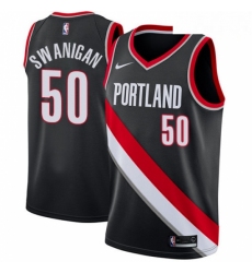 Mens Nike Portland Trail Blazers 50 Caleb Swanigan Swingman Black Road NBA Jersey Icon Edition 