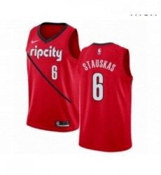 Mens Nike Portland Trail Blazers 6 Nik Stauskas Red Swingman Jersey Earned Edition 