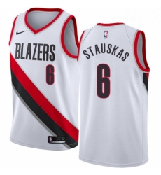 Mens Nike Portland Trail Blazers 6 Nik Stauskas Swingman White NBA Jersey Association Edition 