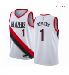 Mens Portland Trail Blazers 1 Anfernee Simons Authentic White Basketball Jersey Association Edition 