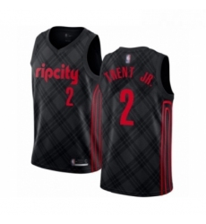 Mens Portland Trail Blazers 2 Gary Trent Jr Authentic Black Basketball Jersey City Edition 