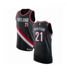 Mens Portland Trail Blazers 21 Hassan Whiteside Authentic Black Basketball Jersey Icon Edition 