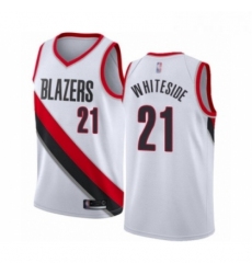 Mens Portland Trail Blazers 21 Hassan Whiteside Authentic White Basketball Jersey Association Edition 