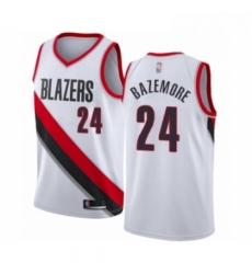 Mens Portland Trail Blazers 24 Kent Bazemore Authentic White Basketball Jersey Association Edition 