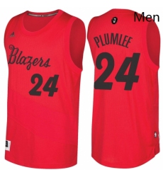 Mens Portland Trail Blazers 24 Mason Plumlee Red 2016 2017 Christmas Day NBA Swingman Jersey 