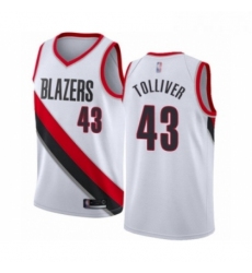 Mens Portland Trail Blazers 43 Anthony Tolliver Authentic White Basketball Jersey Association Edition 