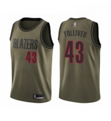 Mens Portland Trail Blazers 43 Anthony Tolliver Swingman Green Salute to Service Basketball Jersey 