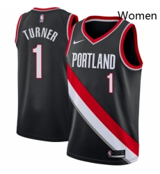Womens Nike Portland Trail Blazers 1 Evan Turner Swingman Black Road NBA Jersey Icon Edition