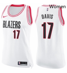 Womens Nike Portland Trail Blazers 17 Ed Davis Swingman WhitePink Fashion NBA Jersey 