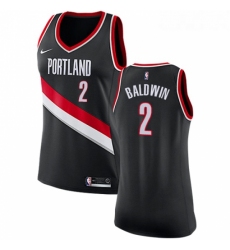 Womens Nike Portland Trail Blazers 2 Wade Baldwin Authentic Black NBA Jersey Icon Edition 