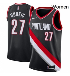 Womens Nike Portland Trail Blazers 27 Jusuf Nurkic Swingman Black Road NBA Jersey Icon Edition