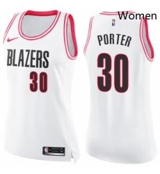 Womens Nike Portland Trail Blazers 30 Terry Porter Swingman WhitePink Fashion NBA Jersey