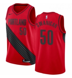 Womens Nike Portland Trail Blazers 50 Caleb Swanigan Authentic Red Alternate NBA Jersey Statement Edition 