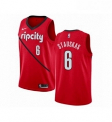 Womens Nike Portland Trail Blazers 6 Nik Stauskas Red Swingman Jersey Earned Edition 