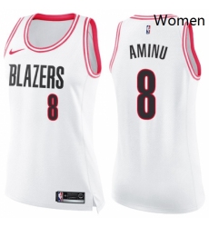 Womens Nike Portland Trail Blazers 8 Al Farouq Aminu Swingman WhitePink Fashion NBA Jersey