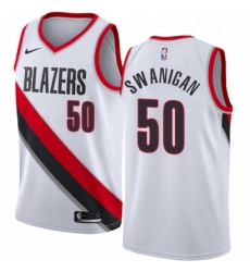 Youth Nike Portland Trail Blazers 50 Caleb Swanigan Authentic White Home NBA Jersey Association Edition 