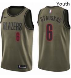 Youth Nike Portland Trail Blazers 6 Nik Stauskas Swingman Green Salute to Service NBA Jersey 