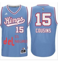 Men NBA Kings 15 Negro blue jersey