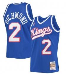 Men NBA Kings Mitch Richmond 2 Hardwood Classics Mitchell Ness Blue Jersey