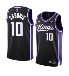 Men Sacramento Kings 10 Domantas Sabonis Black 2023 24 Icon Edition Swingman Stitched Basketball Jersey
