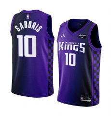 Men Sacramento Kings 10 Domantas Sabonis Purple 2023 24 Statement Edition Swingman Stitched Basketball Jersey