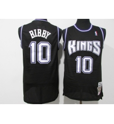 Men Sacramento Kings 10 Mike Bibby 2001 02 Black Throwback Stitched Jersey