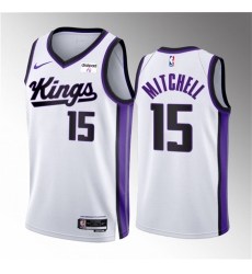 Men Sacramento Kings 15 Davion Mitchell White 2023 24 Association Edition Stitched Basketball Jersey