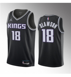 Men Sacramento Kings 18 Jalen Slawson Black 2023 Draft Statement Edition Stitched Jersey