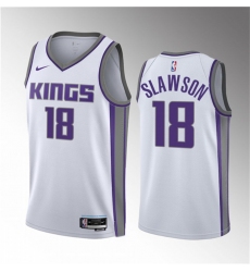 Men Sacramento Kings 18 Jalen Slawson White 2023 Draft Association Edition Stitched Jersey