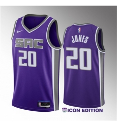 Men Sacramento Kings 20 Colby Jones Purple 2023 Draft Icon Edition Stitched Jersey