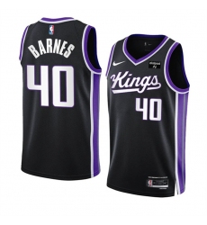 Men Sacramento Kings 40 Harrison Barnes Black 2023 24 Icon Edition Swingman Stitched Basketball Jersey