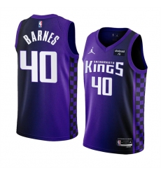 Men Sacramento Kings 40 Harrison Barnes Purple 2023 24 Statement Edition Swingman Stitched Basketball Jersey
