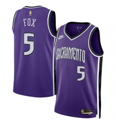 Men Sacramento Kings 5 De 27Aaron Fox Purple 2024 25 Classic Edition Swingman Stitched Basketball Jersey