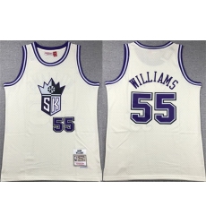 Men Sacramento Kings 55 Jason Williams White Throwback Stitched Jersey