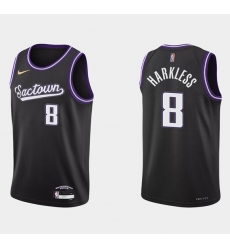 Men Sacramento Kings 8 Maurice Harkless 2021 22 Black 75th Anniversary City Edition Stitched Basketball Jersey