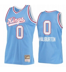 Men Sacramento Kings Tyrese Haliburton #0 blue Hardwood Classic Mitchell Ness NBA Jersey