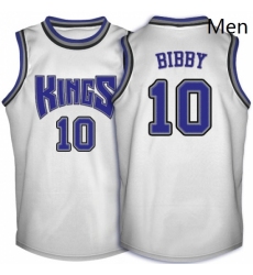 Mens Adidas Sacramento Kings 10 Mike Bibby Authentic White Throwback NBA Jersey