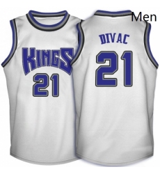 Mens Adidas Sacramento Kings 21 Vlade Divac Authentic White Throwback NBA Jersey