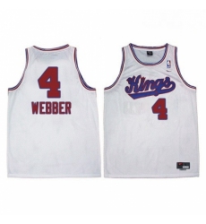 Mens Adidas Sacramento Kings 4 Chris Webber Authentic White New Throwback NBA Jersey