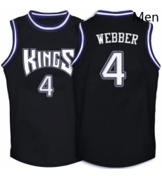 Mens Adidas Sacramento Kings 4 Chris Webber Swingman Black Throwback NBA Jersey