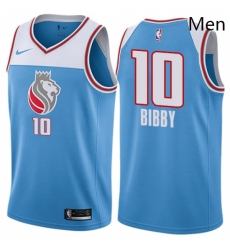 Mens Nike Sacramento Kings 10 Mike Bibby Authentic Blue NBA Jersey City Edition