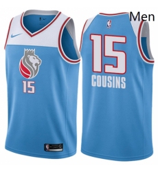 Mens Nike Sacramento Kings 15 DeMarcus Cousins Authentic Blue NBA Jersey City Edition